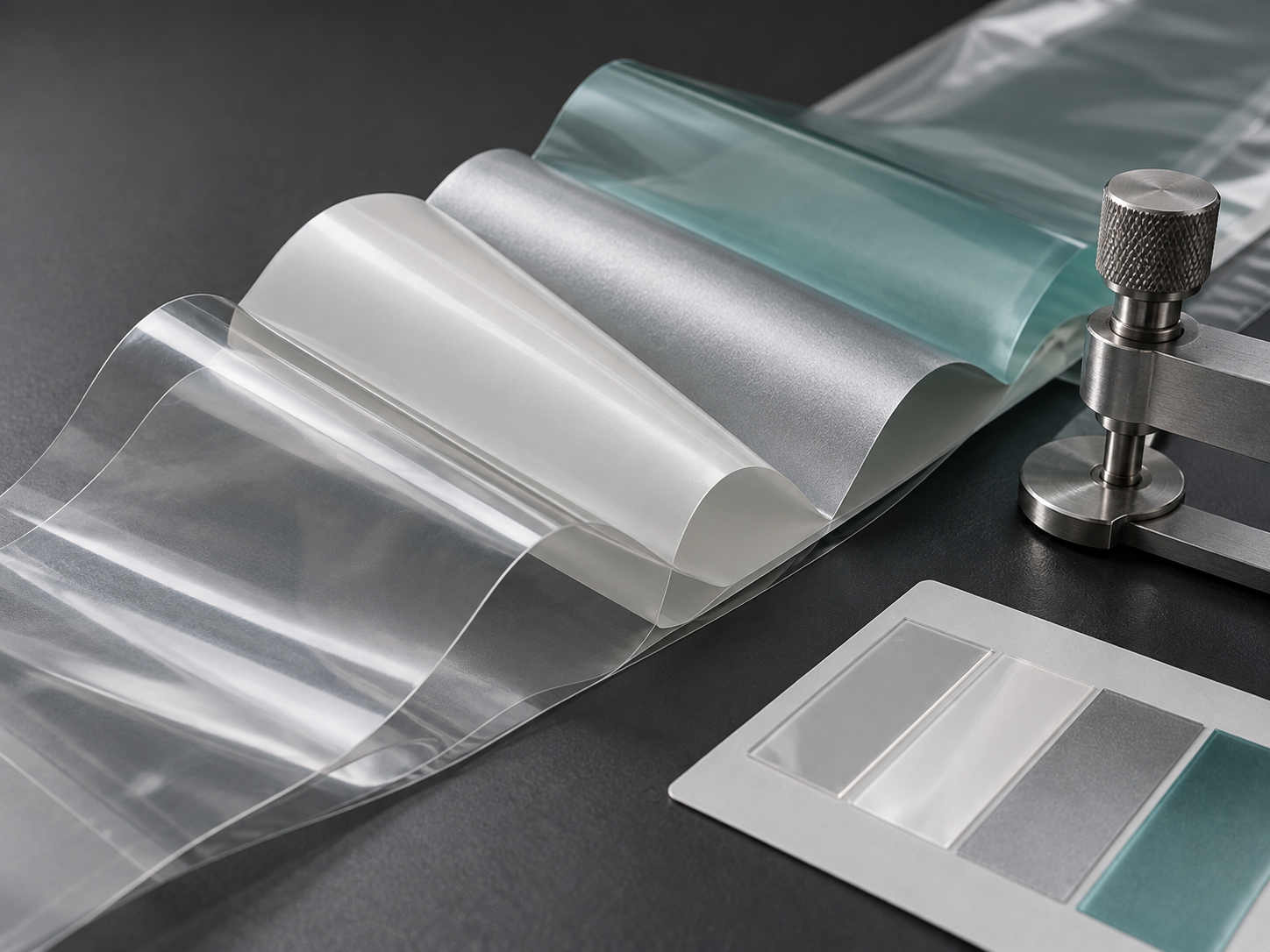 Flexible packaging material layers under inspection